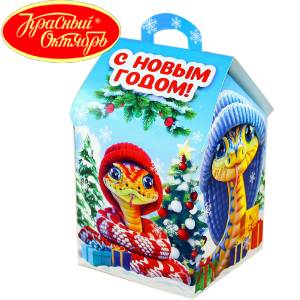 Сладкий подарок на Новый Год в картонной упаковке весом 600 грамм по цене 654 руб в Приозерске